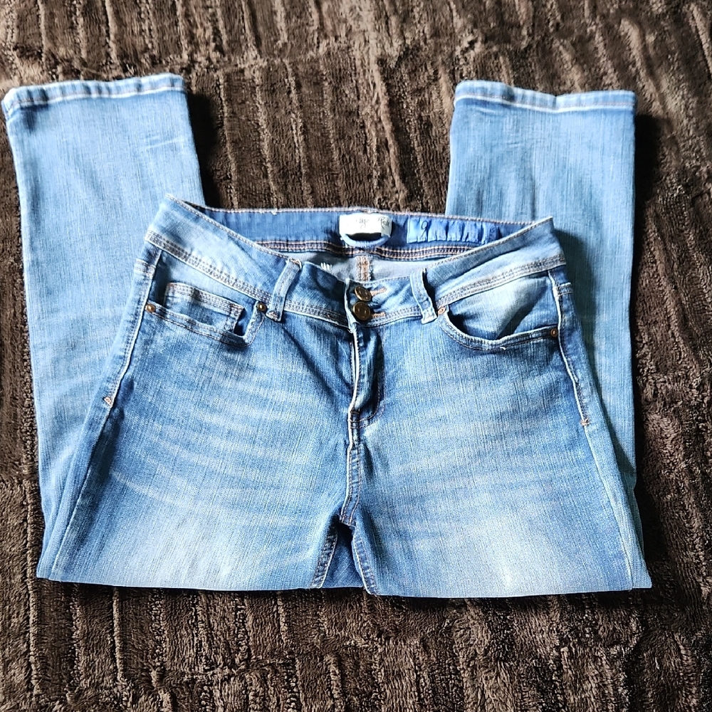 Indigo Rein Light Blue Straight Leg Jeans Cropped Size 9